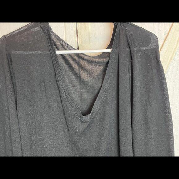 Zara Knit Sweater Womens Size Medium Black Off The Shoulder Long Tunic - Picture 5 of 9